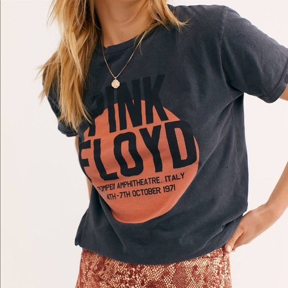 original retro brand charcoal grey pink floyd cropped tee - Picture 1 of 4
